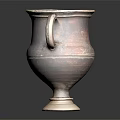 Ancient Terracotta Vase With Two Handles And White Base Worn Surface 3d model