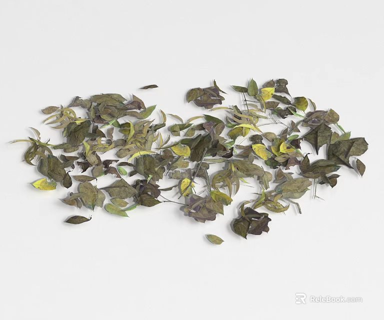 Natural Ground Cover With Green And Yellow Scattered Leaves For Garden 3d model 