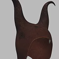 Brown Horned Hat With Curved Horns And Textured Faux Leather Design
