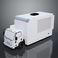 White Commercial Truck With Enclosed Cargo Box Roof Vent And Cab Structure Design