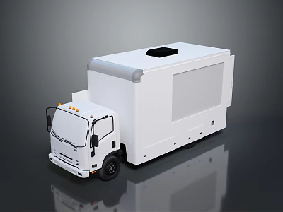 White Commercial Truck With Enclosed Cargo Box Roof Vent And Cab Structure Design 3d model