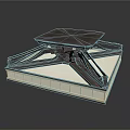 Industrial Mechanical Equipment With Square Top Supporting Frame And Bottom Panels With Lights