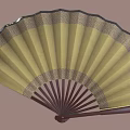 Furniture Decorative Fan With Yellow Surface Red Flowers Black Branches Brown Ribs And Edge Pattern