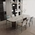 Dining Table and Chair Combination Bookcase 3d model
