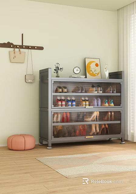 Modern Large Capacity Transparent Multi Layer Shoe Cabinet For Home Entrance Shoe Storage Organization 3d model 