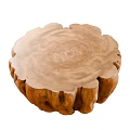Natural Wood Tree Stump Dining Table With Rustic Texture And Organic Shape