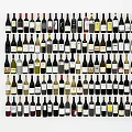 Variety of Stylish Wine Bottles and Glasses Neatly Arranged in Wall