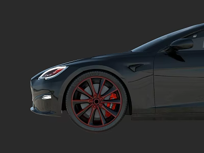 Black Sports Car With Red Rims And Red Brake Calipers Design 3d model