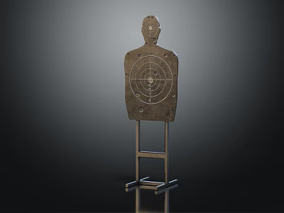 Decorative Metal Human Shaped Garden Ornament With Target Pattern On Stand Outdoor Decoration 3d model