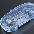 Transparent Car 3D Model Showing Internal Structure Engine Battery And Chassis 3d model