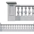 Traditional Stone Balustrade with Decorative Balusters and Classic Design Elements 3d model