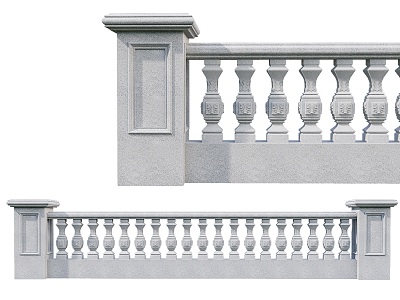 stone railing stone vase stone pillar stone guardrail 3d model