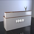 Modern Reception Desk With Wooden Top White Cabinet And Small Plant