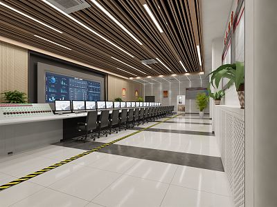 Command Hall of Modern Monitoring Room 3d model