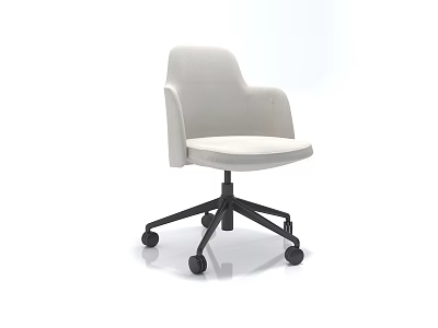 Modern Light Gray Office Chair With Padded Armrests And Swivel Casters 3d model