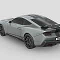 Silver Modern Sports Car With Black Stripes Black Wheels And Rear Spoiler