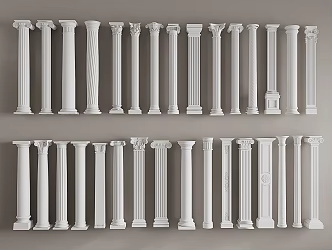 European Roman Column Gypsum Engraved Column Gypsum Component Building Component Stigma Head Engraved Column 3d model