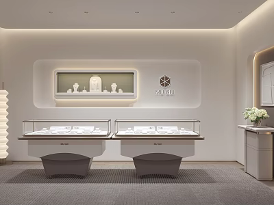 Luxury Jewelry Store Interior With Glass Display Cases And Fine Jewelry Collection 3d model