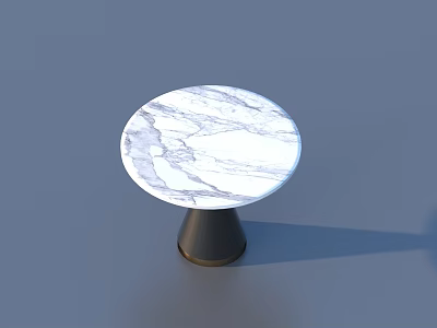 Modern Minimalist Round Coffee Table With White Marble Top And Black Metal Base 3d model