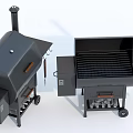 Black Outdoor Grills With Chimney Wheels Grill Grates And Tool Hooks