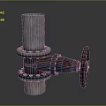 Industrial Valve Mechanical Equipment With Metal Pipeline Flange And Rusty Handwheel