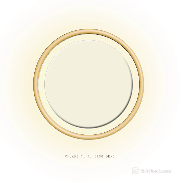 Modern Circular Ceiling Light With Golden Border And White Lampshade Design 3d model 