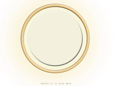 Modern Circular Ceiling Light With Golden Border And White Lampshade Design 3d model