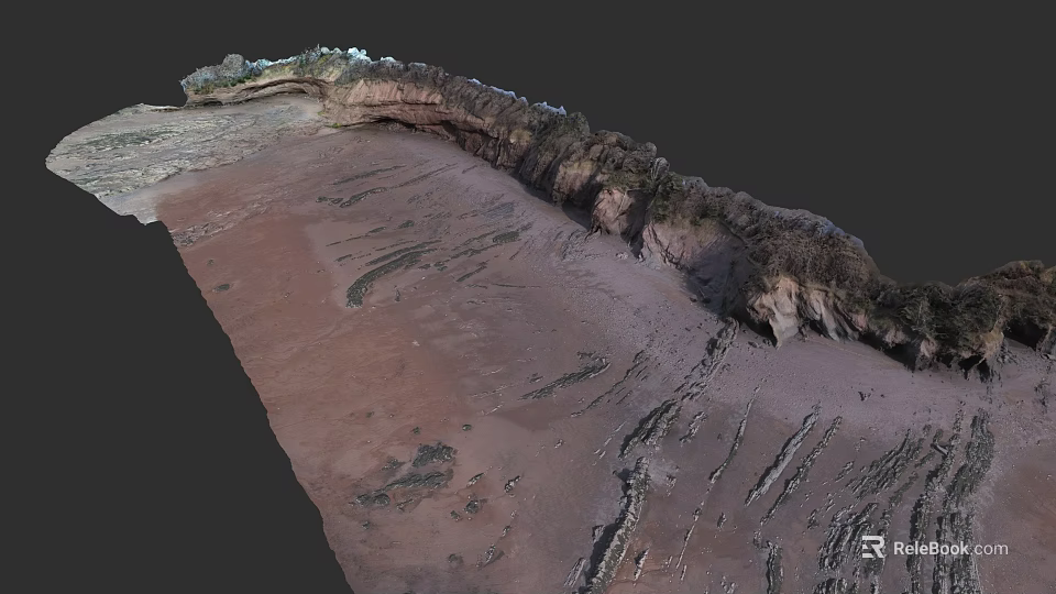 Micro Terrain 3D Model Featuring Slopes Gullies and Vegetation Covered Surfaces 3d model