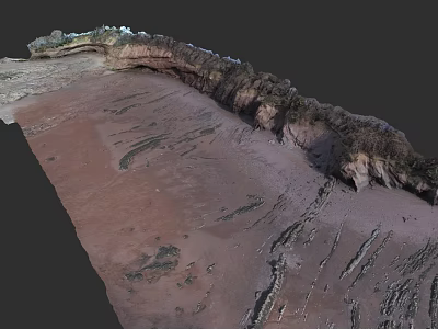 Micro Terrain 3D Model Featuring Slopes Gullies and Vegetation Covered Surfaces 3d model