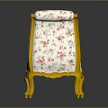 Elegant Vintage Chaise Lounge With Golden Frame And Pink Floral Upholstery