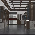 Traditional Chinese Style Lobby Interior With Wooden Decor Stone Elements And Reception Desk