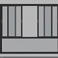 Modern Black Frame Sliding Window With Glass Panels And Screen Design 3d model