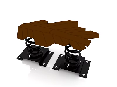 Sturdy Metal Playground Equipment With Brown Seats And Black Spring Bases 3d model