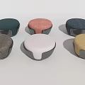 Modern Round Ottoman Stools In Multiple Colors With Fabric Upholstered Seats And Sturdy Bases