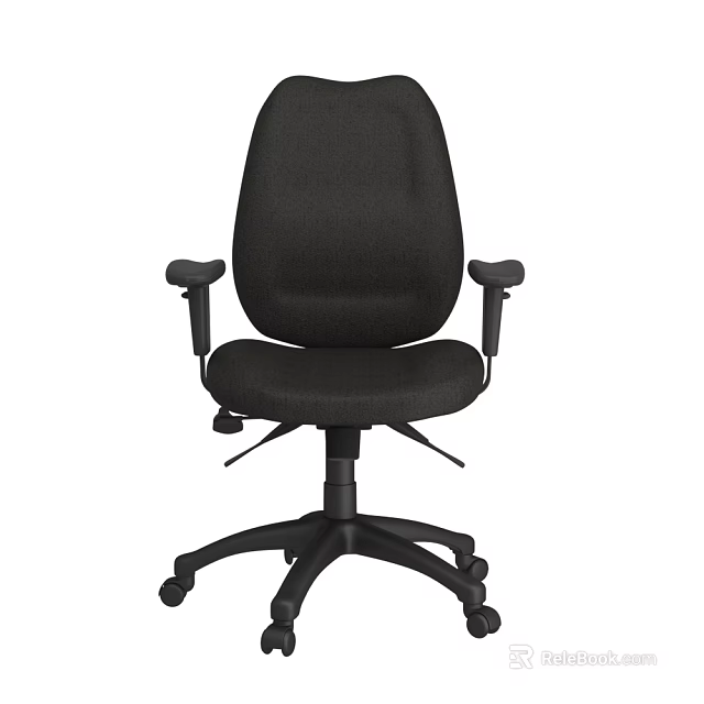 Ergonomic Comfortable Black Fabric Office Chair With Armrests And Wheels 3d model 