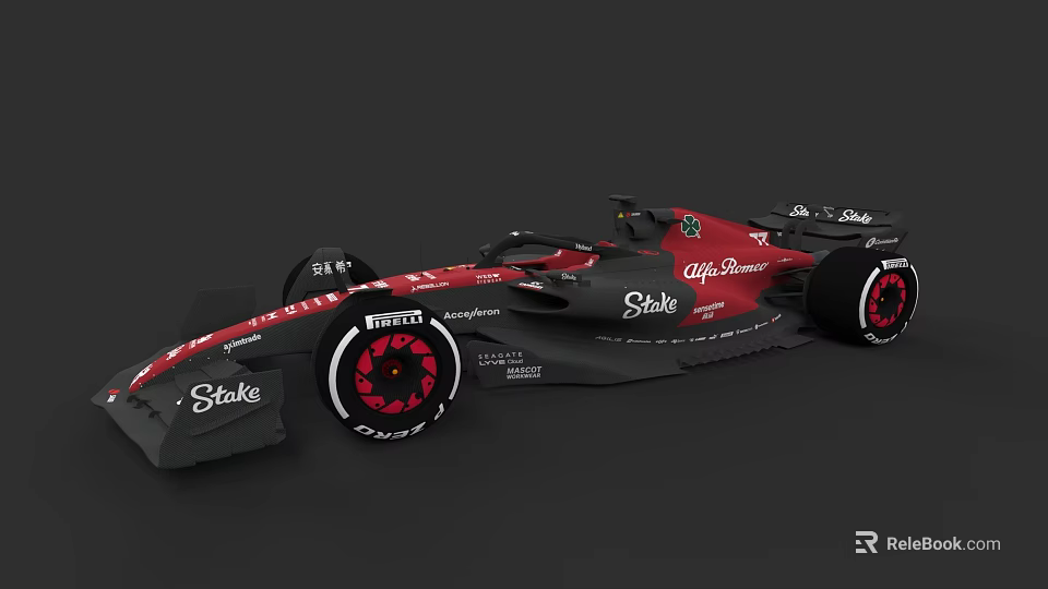 Sleek Black Red Formula 1 Car Featuring Shake Logo And Caffè Sicilia Brand 3d model 