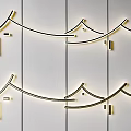 Modern White Wall Decor With Curved Metal Lines And Square Accents