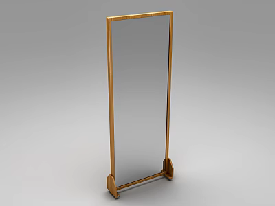 Floor Standing Wooden Frame Mirror With Stable Stand And Classic Design For Home Decor 3d model