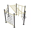 Outdoor Playground Equipment With Golden Climbing Frame Ladder Net And Ring Handles
