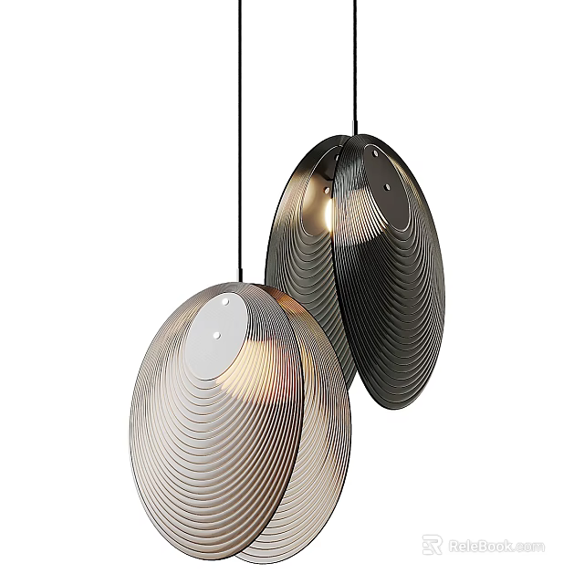 Modern Pendant Lights With Wave Texture Metal Design For Interior Decor 3d model 