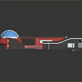 Cosmic Spaceship Design With Red And Black Frame And Blue Central Sphere