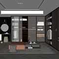 Modern Luxurious Walk in Closet Interior With Glass Doors And LED Lighting