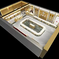 Luxurious Jewelry Store Interior Design With Golden Walls Display Counters And Lighting