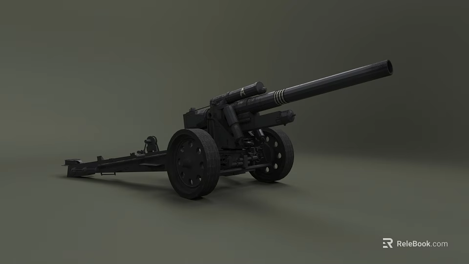 Vintage Military Field Cannon With Extended Barrel And Wheel Base Design 3d model 