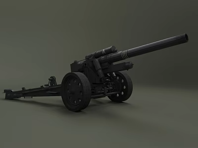 Vintage Military Field Cannon With Extended Barrel And Wheel Base Design 3d model