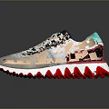 Stylish Everyday Sports Shoes With Mesh Upper Serrated Red White Sole Teal Pink Heel Detail