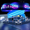 Orient Solutions Exhibition Booth With Large Curved LED Screen And Colorful Lighting