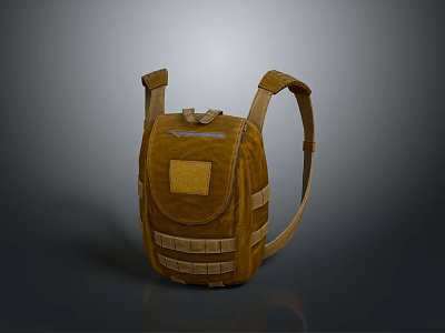 Brown Double Shoulder Straps Backpack For Daily Use With Small Pocket Design 3d model