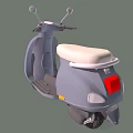 Light Gray Classic Scooter With White Seat Round Headlight And Rearview Mirrors