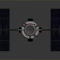 Space Satellite Module Equipment With Cylindrical Body Solar Panels And Docking System 3d model